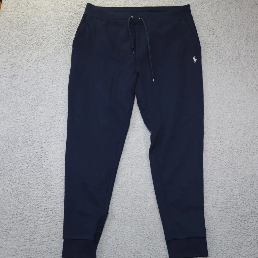 Polo Ralph Lauren Mens Navy Blue Double Knit Jogger Sweatpants Large
